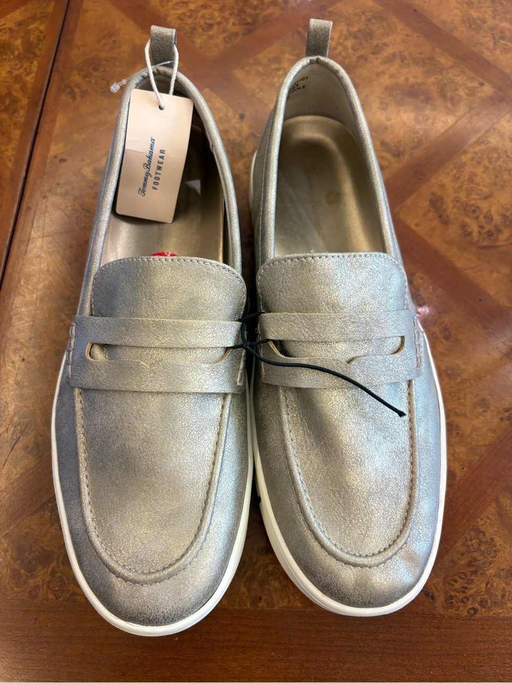 Tommy Bahama Metallic Silver Platform Penny Loafers